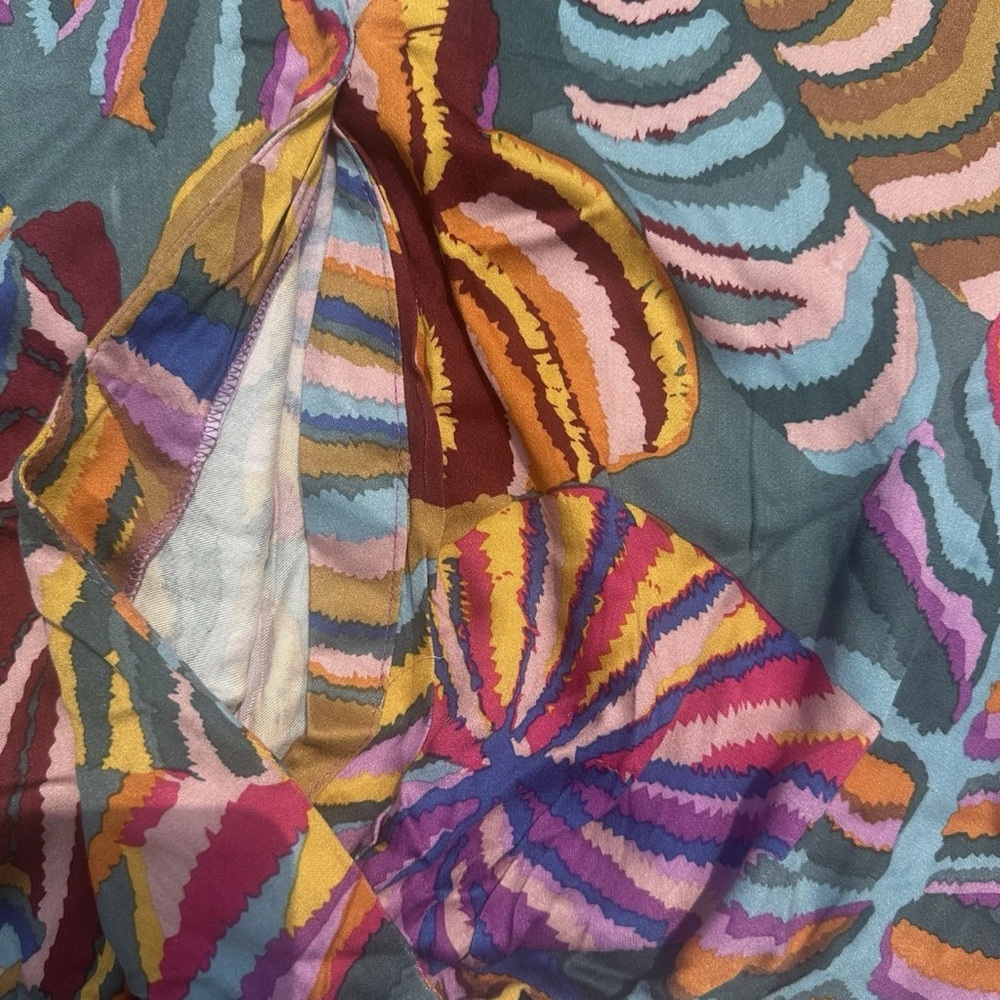 Haute Hippie Large Multicolor Floral Faux Wrap Long Sleeve Blouse Boho 70s - Picture 5 of 8
